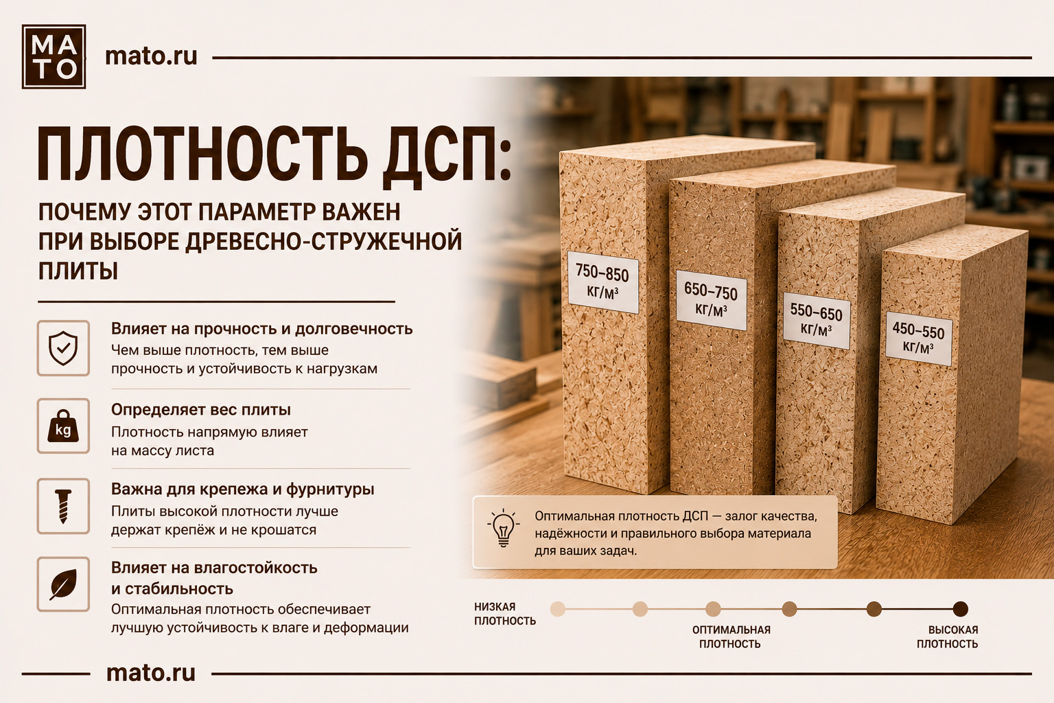 Плотность ДСП: почему этот параметр важен при выборе древесно-стружечной плиты
