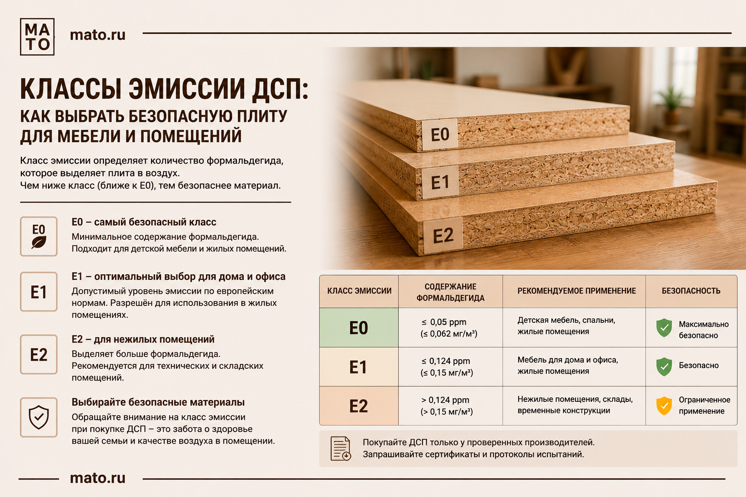 Классы эмиссии ДСП: как выбрать безопасную плиту для мебели и помещений