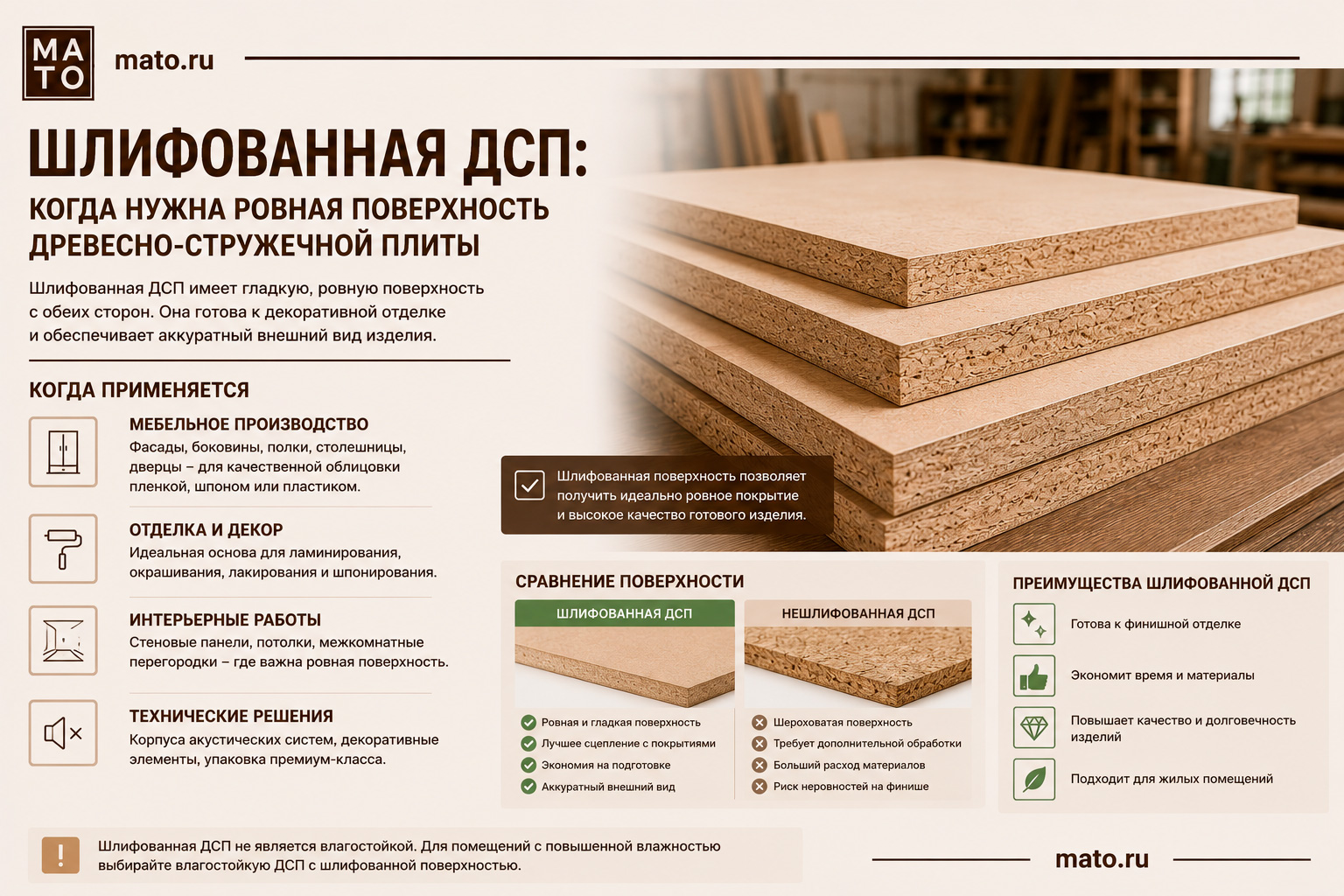 Шлифованная ДСП: когда нужна ровная поверхность древесно-стружечной плиты