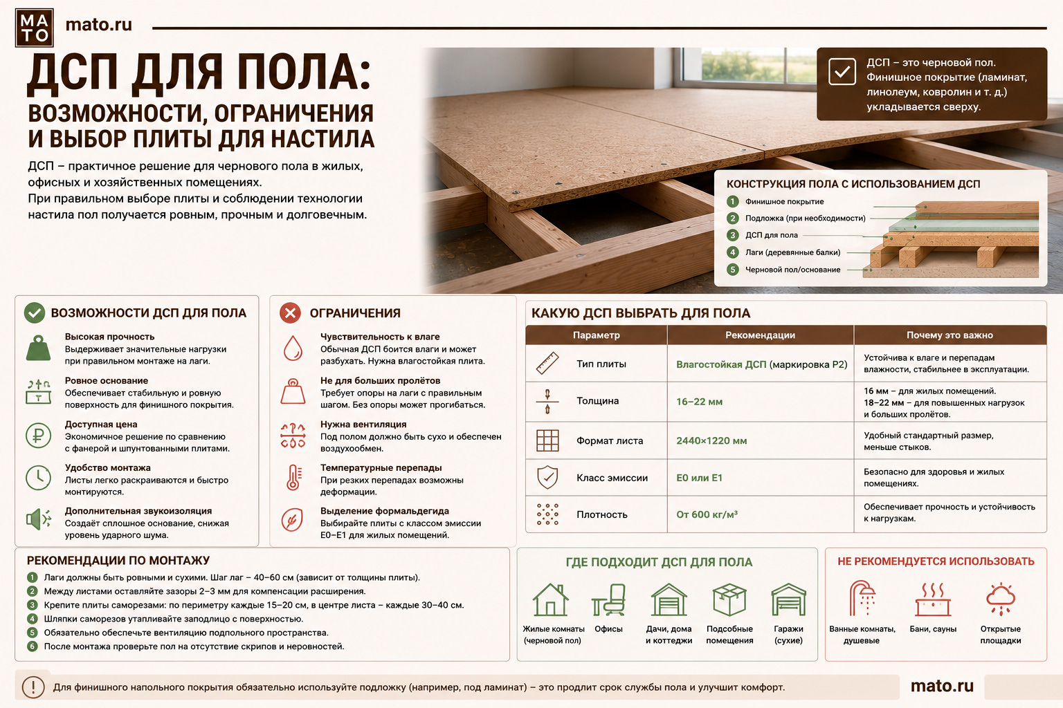 ДСП для пола: возможности, ограничения и выбор плиты для настила