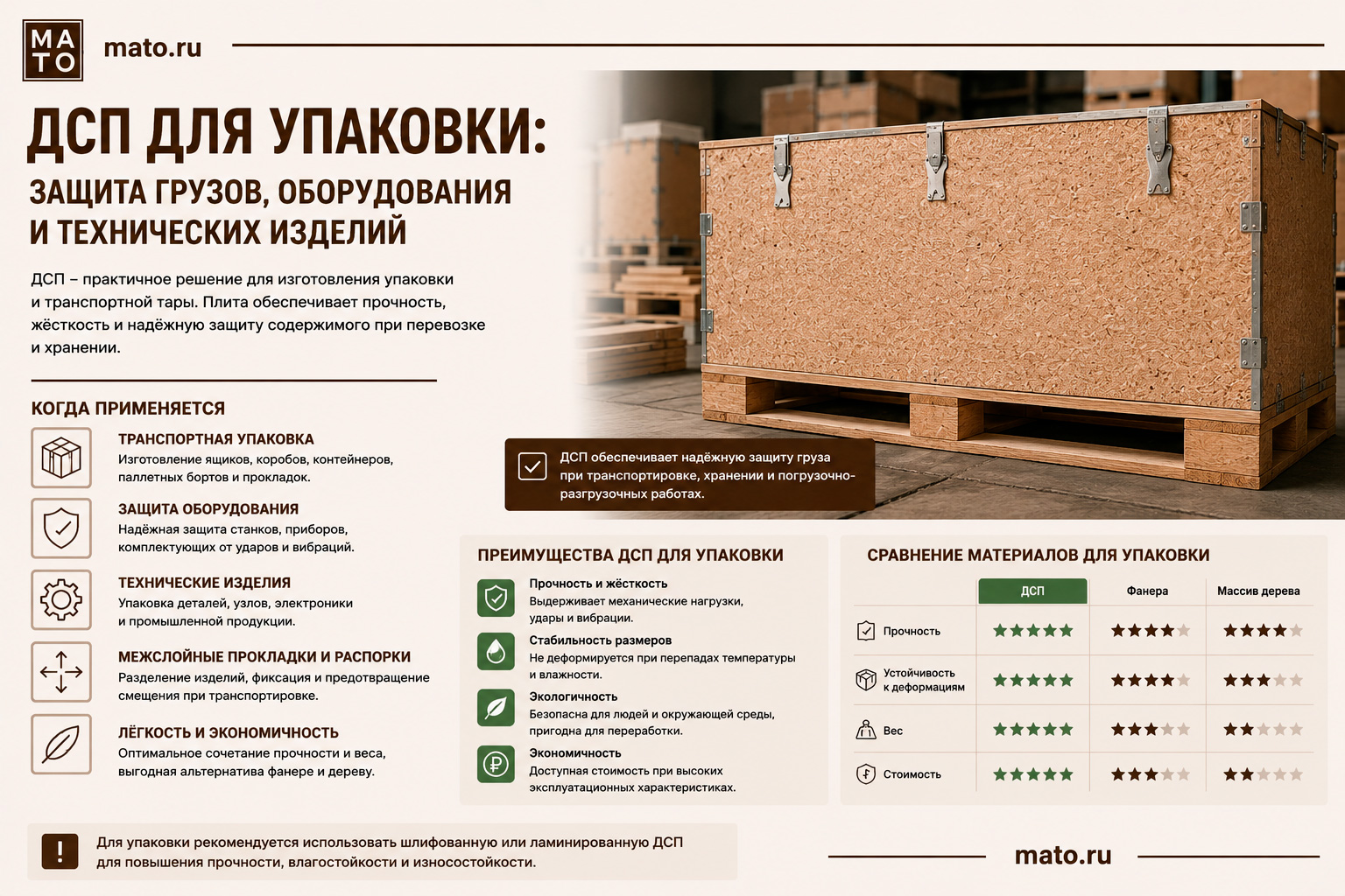ДСП для упаковки: защита грузов, оборудования и технических изделий