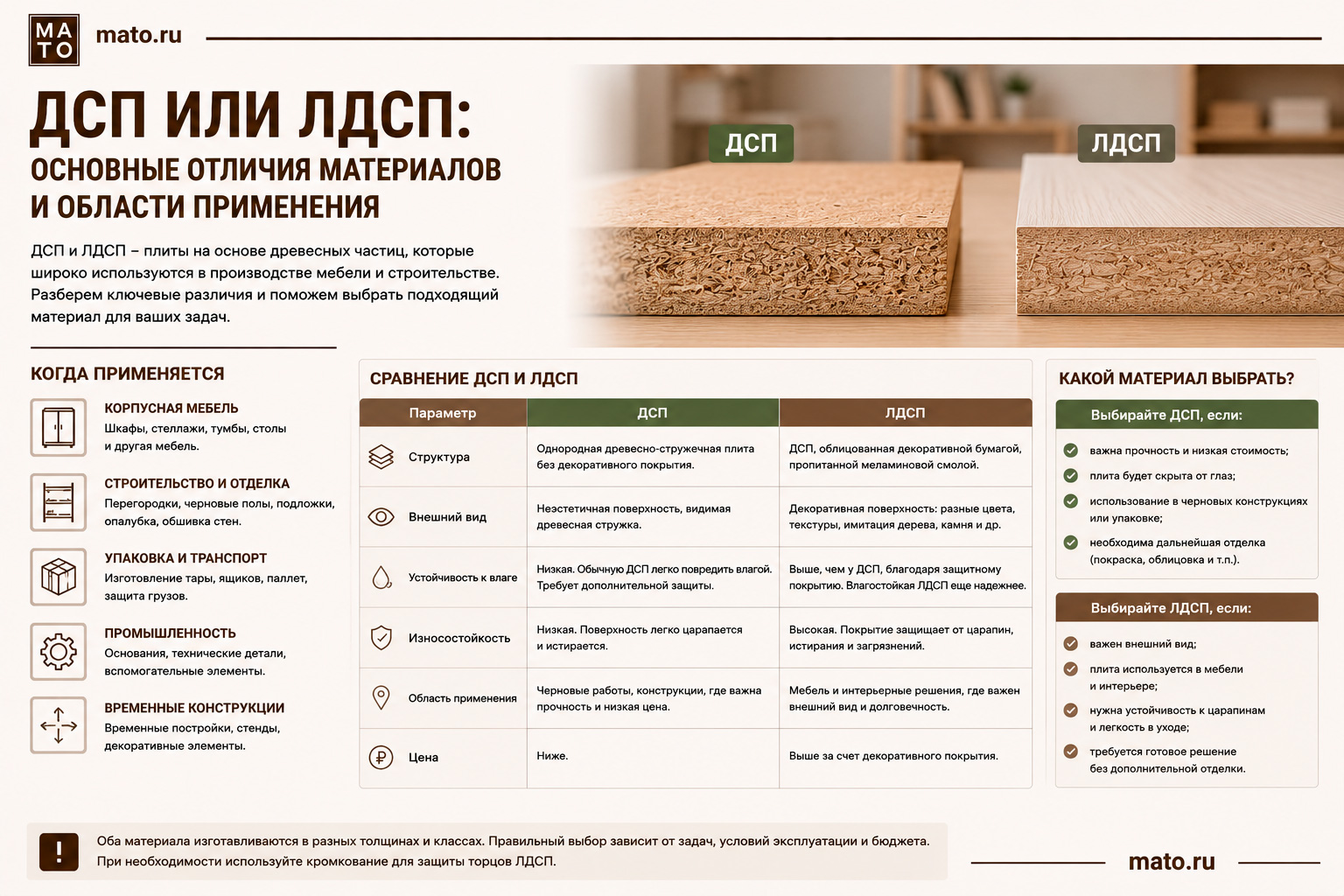 ДСП или ЛДСП: основные отличия материалов и области применения