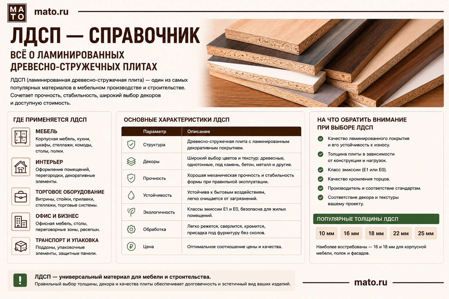 ЛДСП — справочник по ламинированным древесно-стружечным плитам