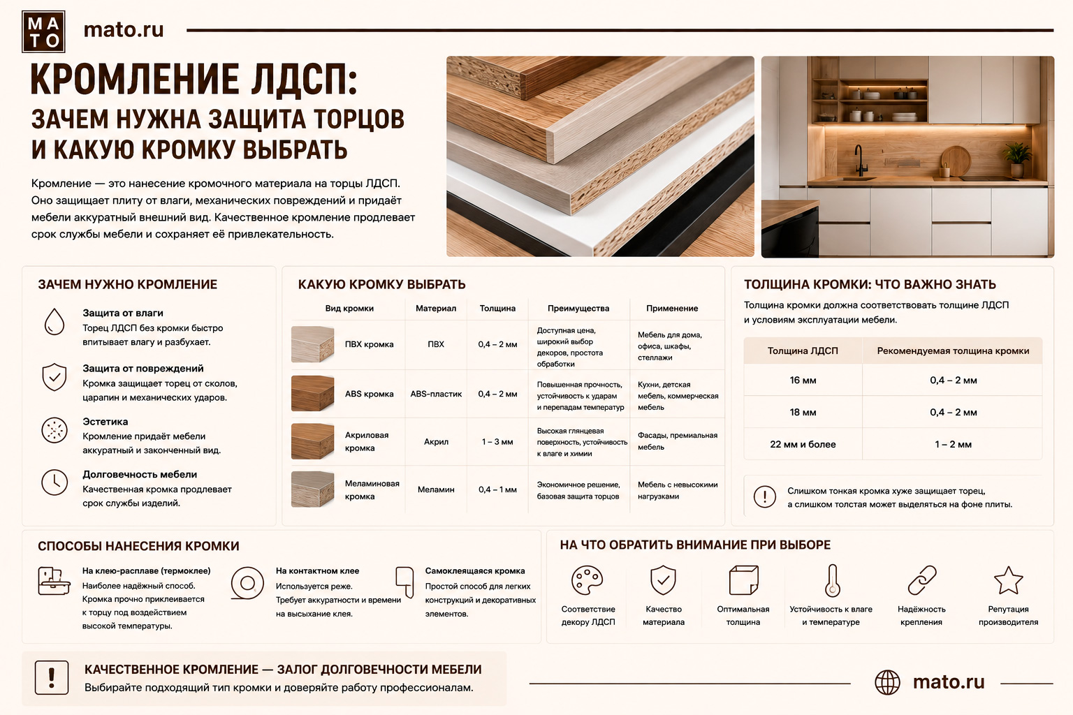 Кромление ЛДСП: зачем нужна защита торцов и какую кромку выбрать