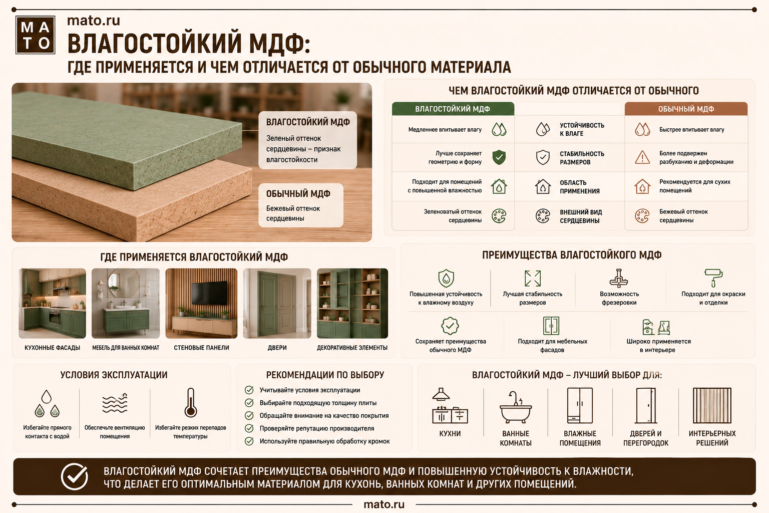 Влагостойкий МДФ: где применяется и чем отличается от обычного материала