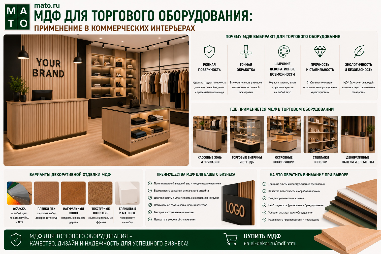 МДФ для торгового оборудования: применение в коммерческих интерьерах