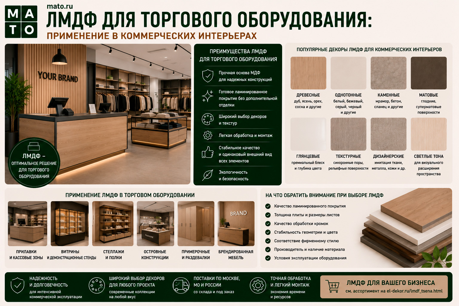 ЛМДФ для торгового оборудования: применение в коммерческих интерьерах